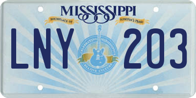 MS license plate LNY203