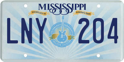 MS license plate LNY204