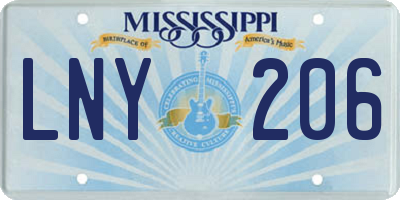 MS license plate LNY206