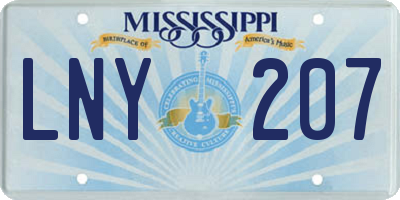 MS license plate LNY207
