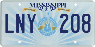 MS license plate LNY208