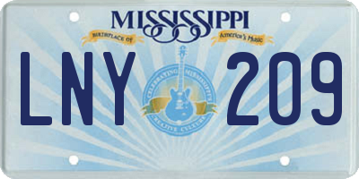 MS license plate LNY209