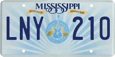 MS license plate LNY210