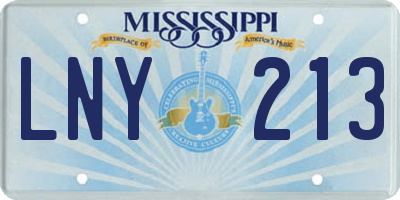 MS license plate LNY213