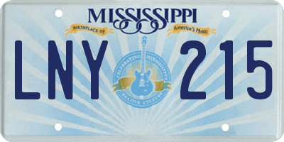 MS license plate LNY215