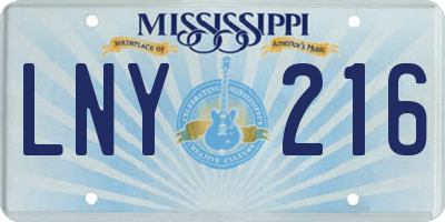 MS license plate LNY216