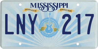 MS license plate LNY217