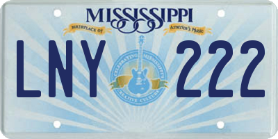 MS license plate LNY222