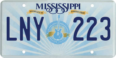 MS license plate LNY223