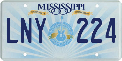 MS license plate LNY224