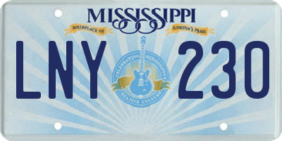MS license plate LNY230