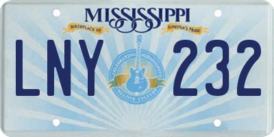 MS license plate LNY232