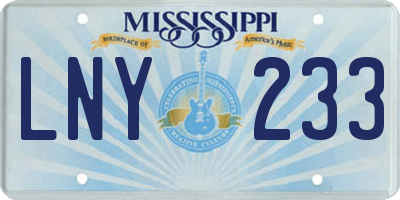 MS license plate LNY233