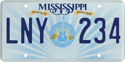 MS license plate LNY234