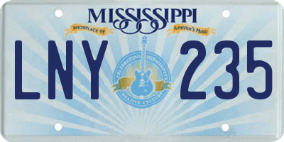 MS license plate LNY235