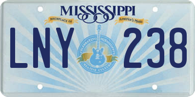 MS license plate LNY238