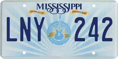 MS license plate LNY242