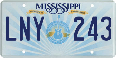 MS license plate LNY243