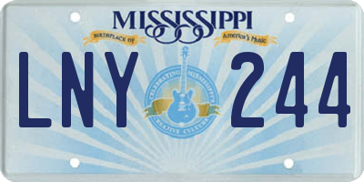 MS license plate LNY244
