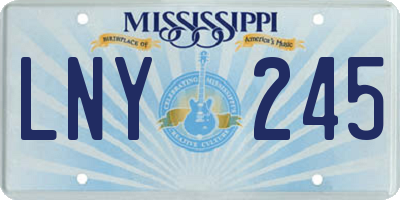 MS license plate LNY245