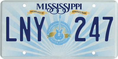 MS license plate LNY247