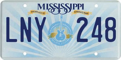 MS license plate LNY248