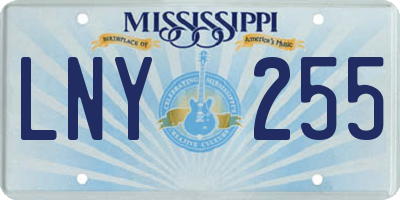 MS license plate LNY255