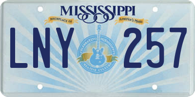 MS license plate LNY257