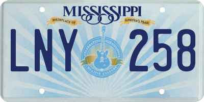 MS license plate LNY258