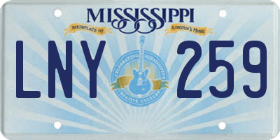 MS license plate LNY259