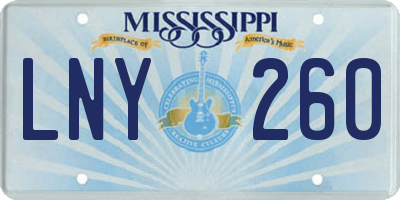 MS license plate LNY260
