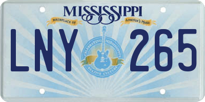MS license plate LNY265