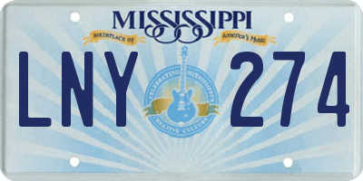 MS license plate LNY274