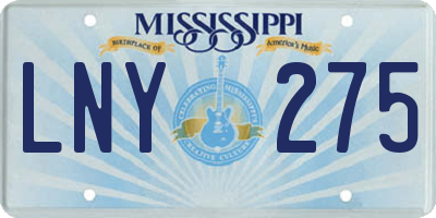 MS license plate LNY275