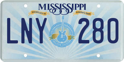 MS license plate LNY280