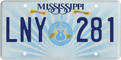 MS license plate LNY281