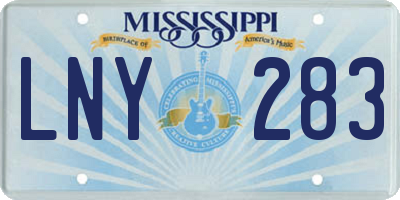 MS license plate LNY283