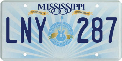 MS license plate LNY287