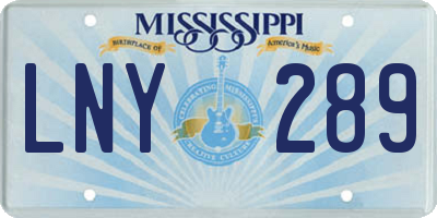 MS license plate LNY289