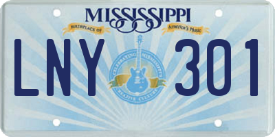 MS license plate LNY301