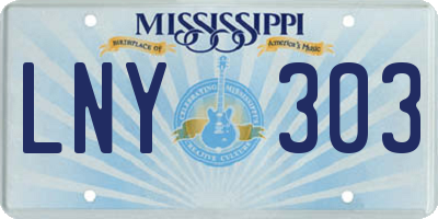 MS license plate LNY303
