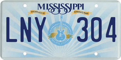 MS license plate LNY304