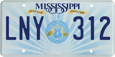 MS license plate LNY312