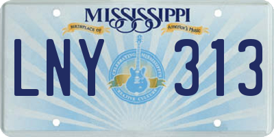 MS license plate LNY313