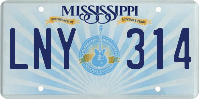 MS license plate LNY314