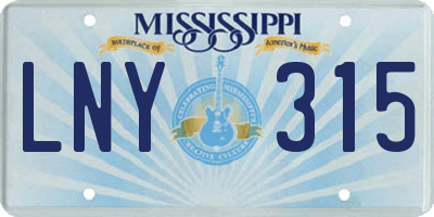 MS license plate LNY315