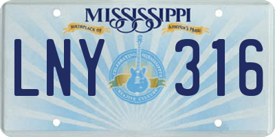 MS license plate LNY316