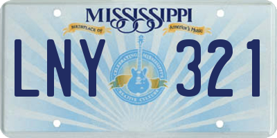 MS license plate LNY321
