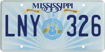 MS license plate LNY326