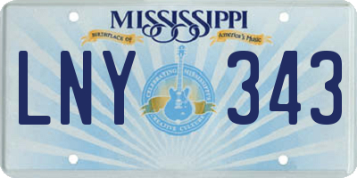 MS license plate LNY343